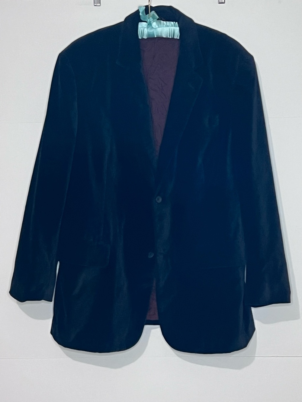 VTG Claiborne Black Velvet Velour 2-Button Blazer Jacket Size L Holiday READ